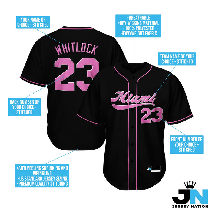 Black-Pink Custom Baseball Jersey Bulk Customized