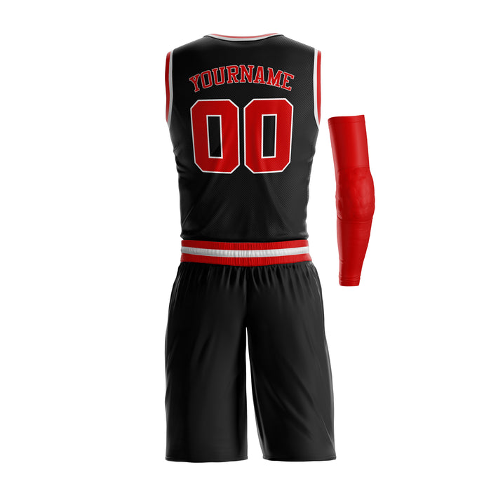 Red-Black Custom Basketball Jerseys and Shorts Team Uniform Set Bulk