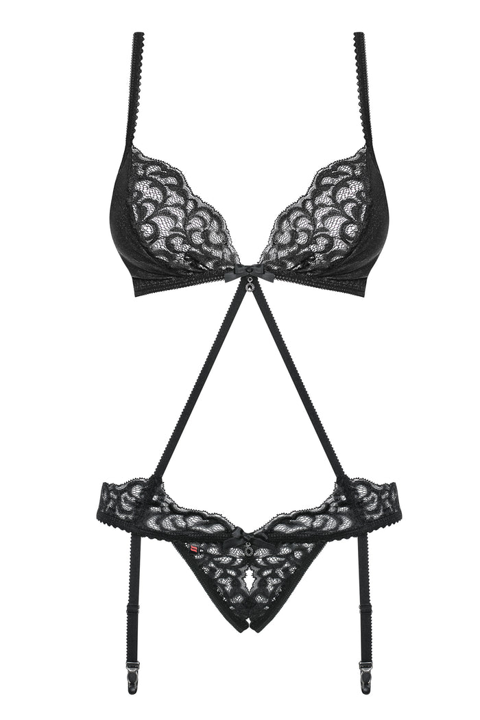 Black Sexy Open Crotch Garter Teddy - The Wedding Garter