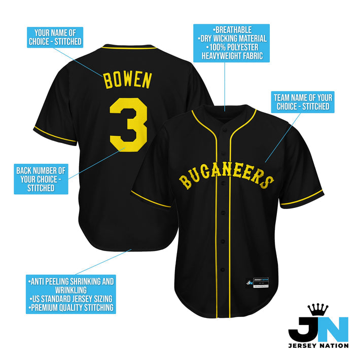 Black-Yellow Custom Baseball Jersey Bulk Customized
