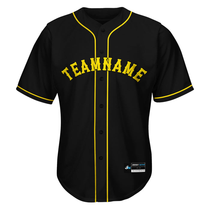 Black-Yellow Custom Baseball Jersey Front