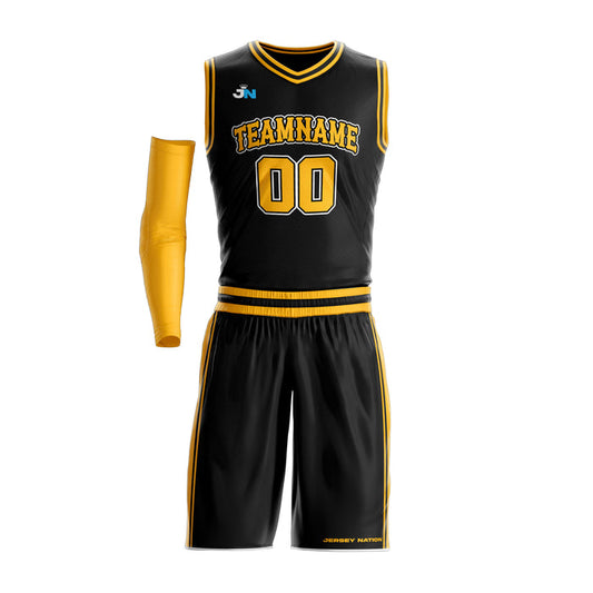 Black-Yellow Custom Basketball Jersey and Shorts Team Uniform Set