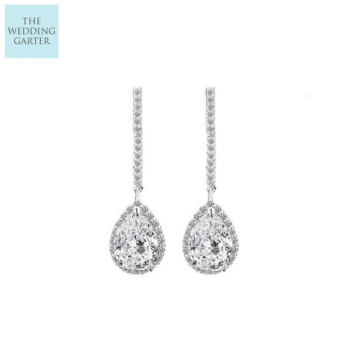 silver crystal drop earrings