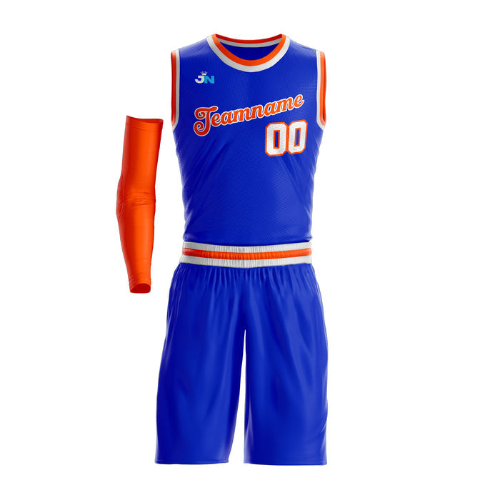 Blue-Orange Custom Basketball Jerseys and Shorts Team Uniform Set