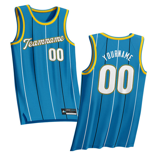 Blue Pinstripe Custom Basketball Jersey