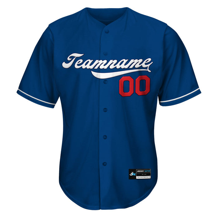 Blue White-Red Custom Baseball Jersey Front