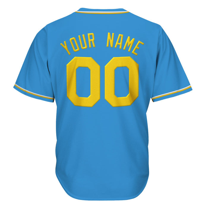 Blue-Yellow Custom Baseball Jersey Back