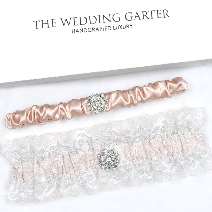blush wedding garters
