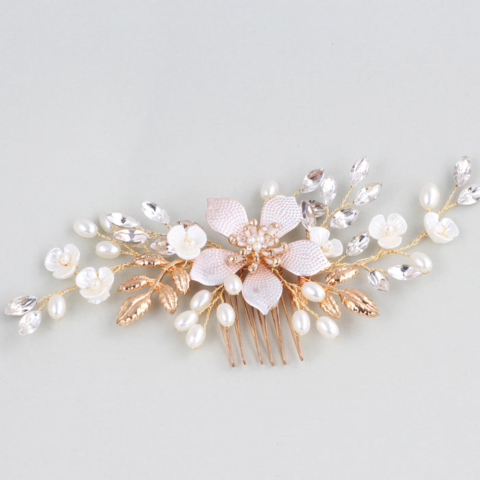 Blush Pink & Gold Floral Wedding Headpiece - The Wedding Garter