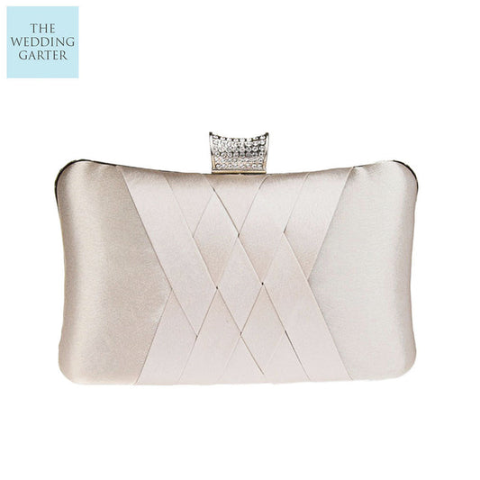 Blush Pink Satin & Rhinestone Evening Bag