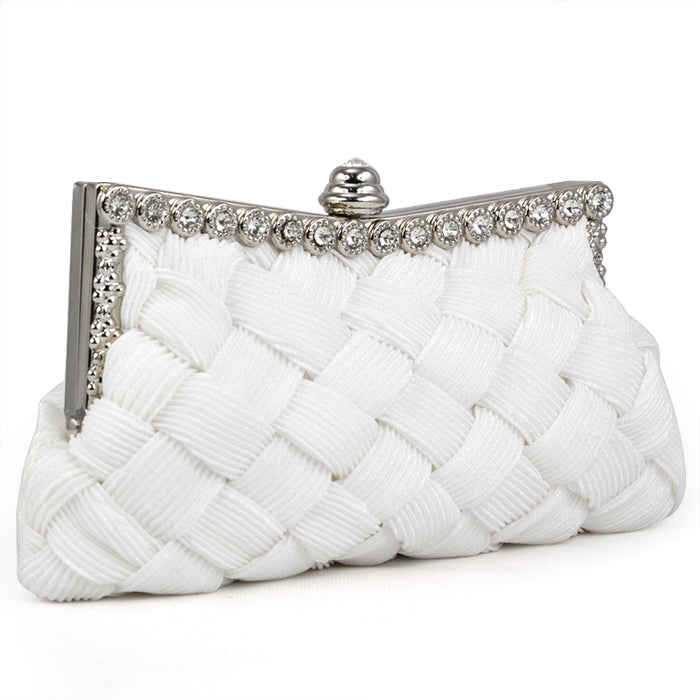 Blush Pink Woven Style Satin Evening Bag - The Wedding Garter