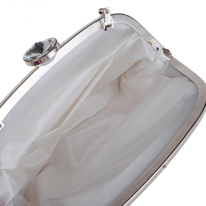 Blush Satin Rhinestone Beaded Evening Purse - The Wedding Garter