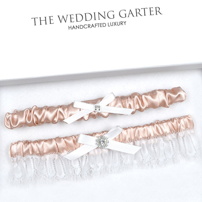 Blush Wedding Garters With Eyelash Lace (15 Colours) - The Wedding Garter