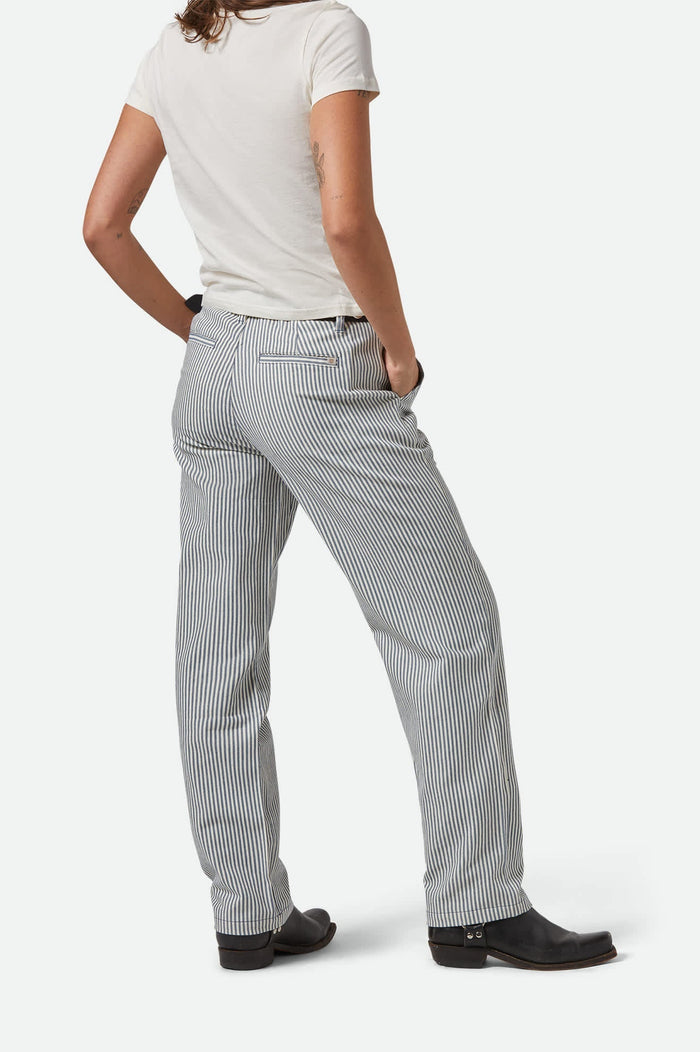 BRIXTON Pantalon Bedford - Bleu Azure Ligné