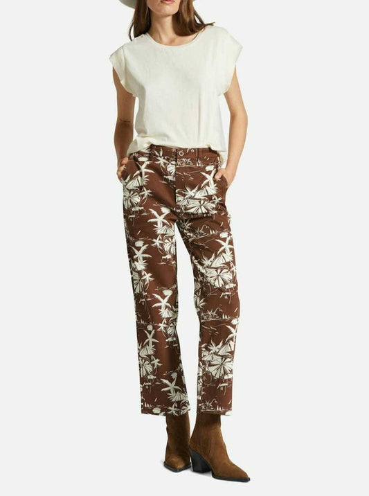 Pantalon marron motif palmier Brixton vendu à Montréal.