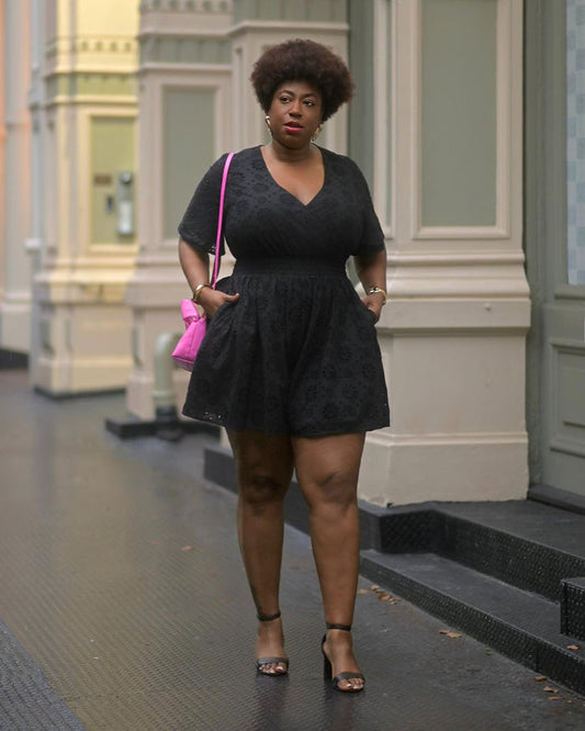 Broderie Anglaise Playsuit - Black