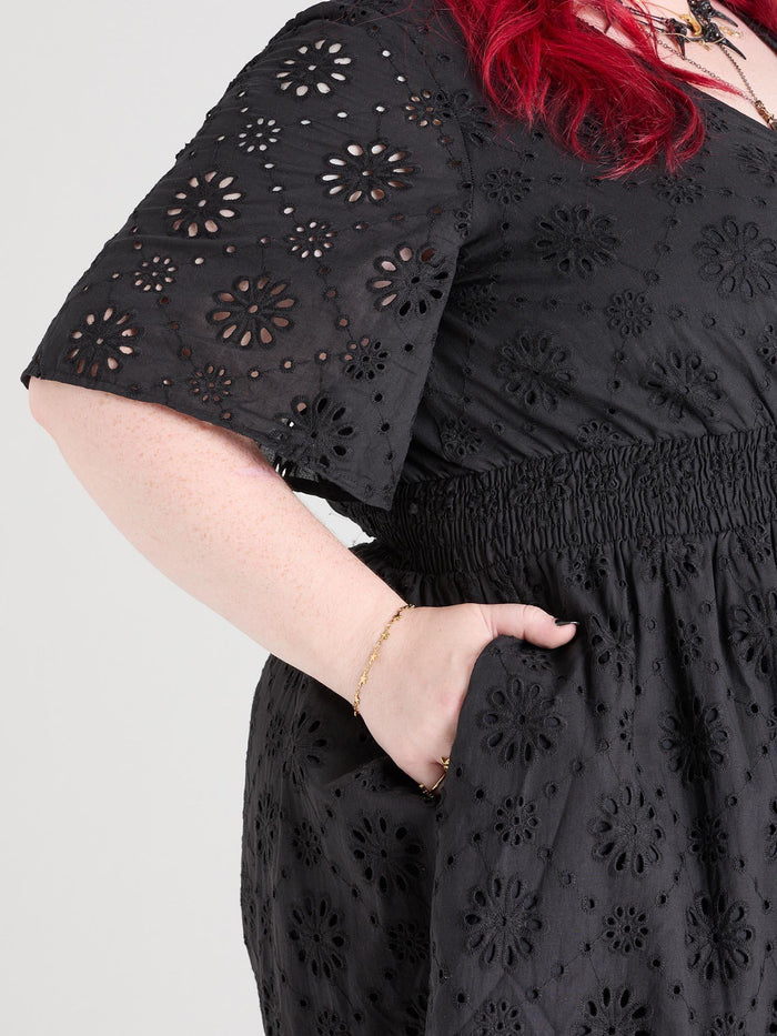 Broderie Anglaise Playsuit - Black