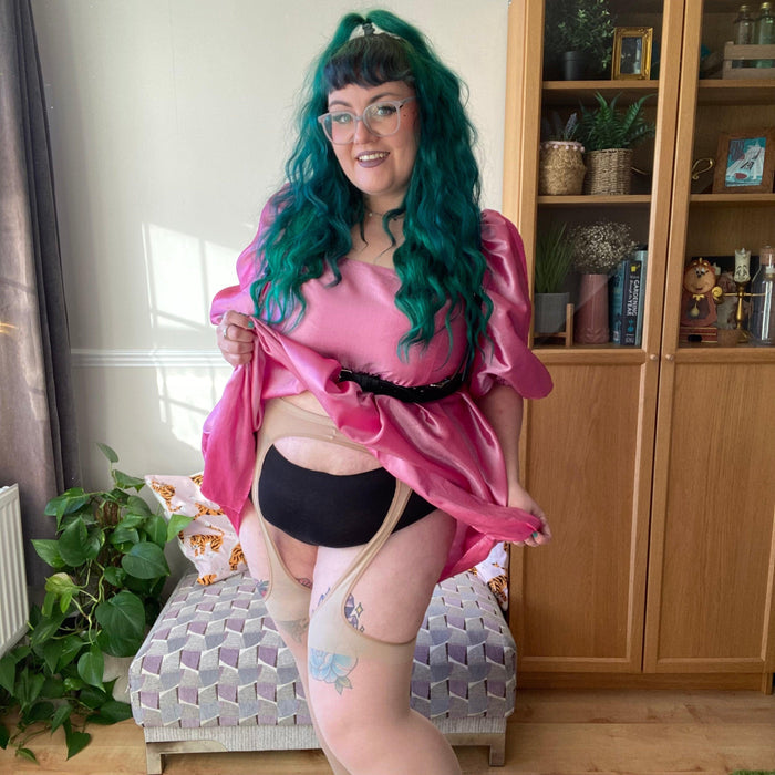 Burlesque Sheer Mock Garters - Vanilla Marshmallow - Snag