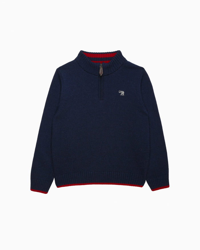 Chelsea Clothing Company Jumper Calum Half Zip Jumper in Navy