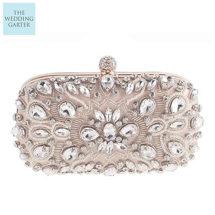 Champagne & Gold Vintage Style Rhinestone Wedding Clutch