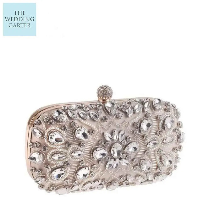 Champagne & Gold Vintage Style Rhinestone Wedding Clutch