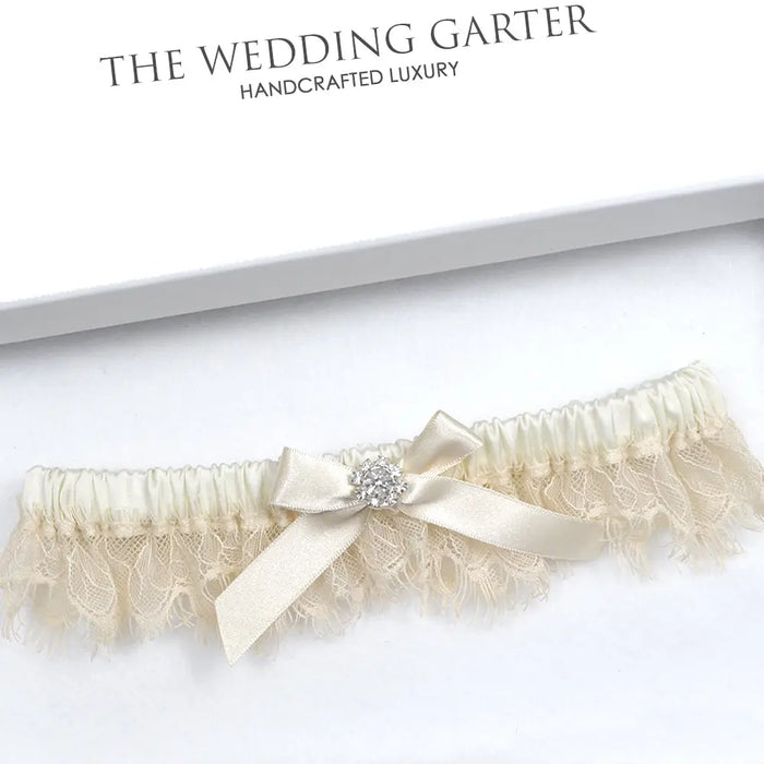 Chantal Ivory & Champagne Nude Eyelash Lace Bridal Garter - The Wedding Garter