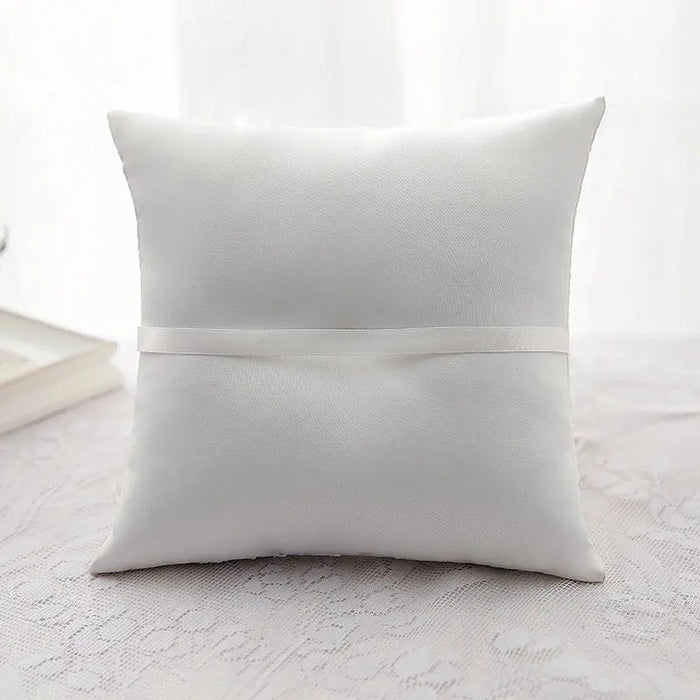 Chic Ivory Satin Appliqué Ring Pillow For Brides Ring Bearer Pillow - The Wedding Garter