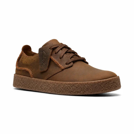 Men's brown lace-up sneakers in oiled leather with padded suede-like midsole