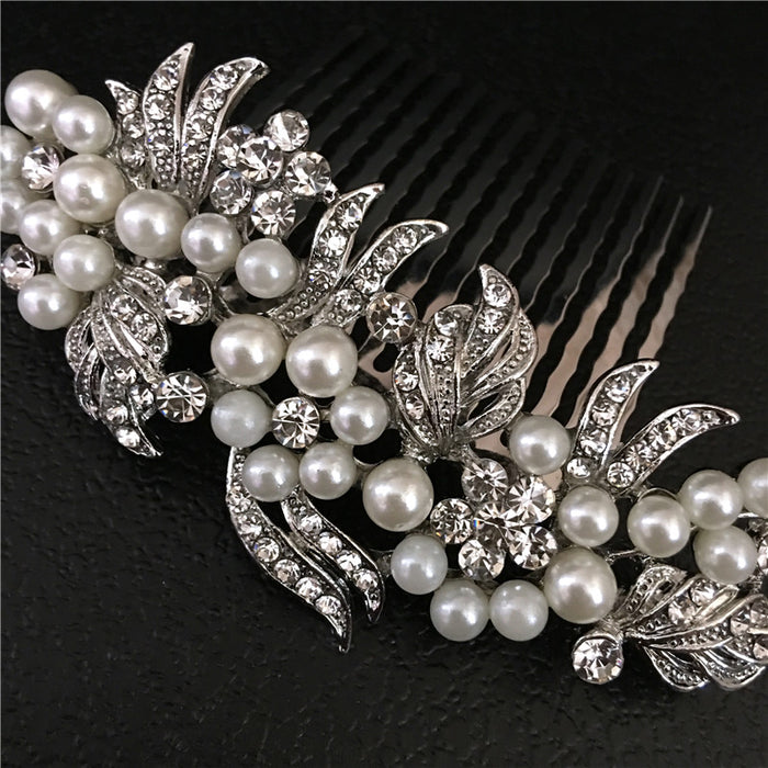 Classic Bridal Headpiece With Pearls & Crystals - The Wedding Garter