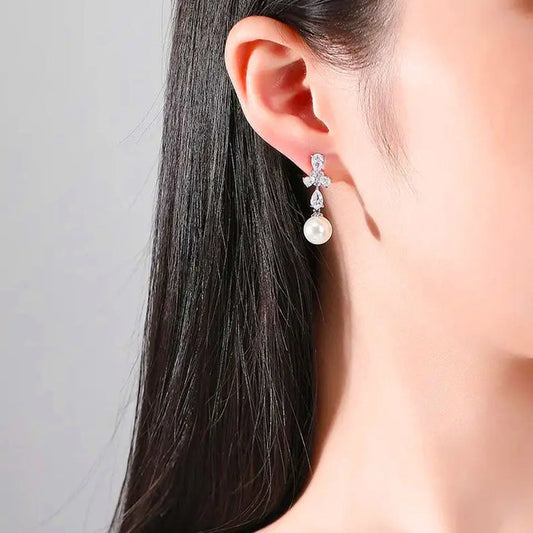 peal dropper brides earrings