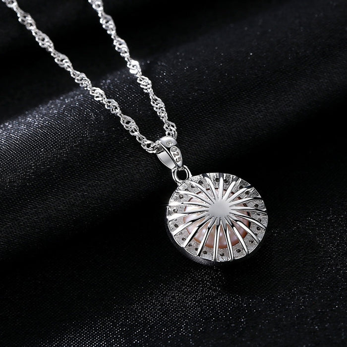 Classic Halo Style Natural Pearl & CZ Diamond Necklace - The Wedding Garter