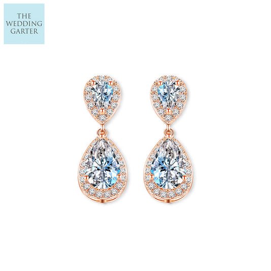 rose gold brides earrings