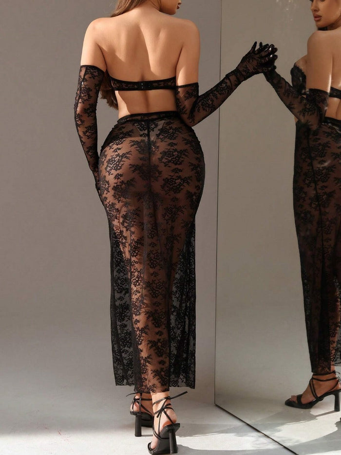 Classic Sexy Women's Floral Texture Lace Sexy Lingerie Set