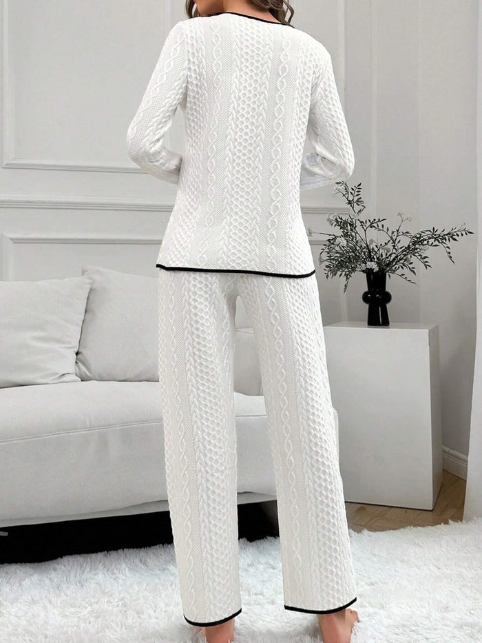 Contrast Binding Button Front Lounge Set