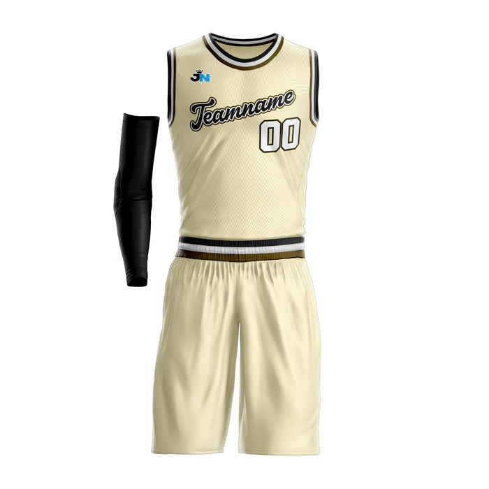 Cream-Brown Custom Basketball Jersey and Shorts Team Uniform Set