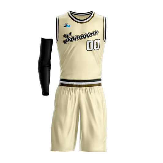 Cream-Brown Custom Basketball Jersey and Shorts Team Uniform Set