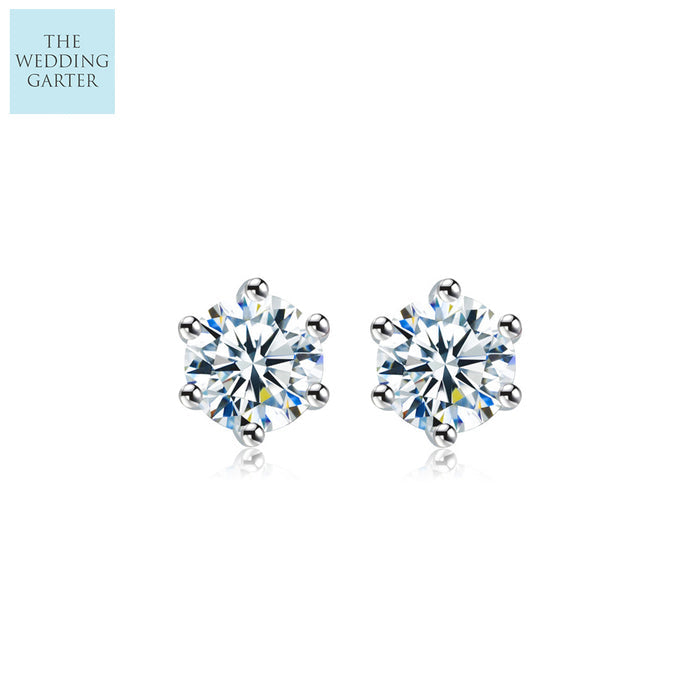 Crown Shaped 0.75 CT Zirconia Diamond Stud Earrings - The Wedding Garter