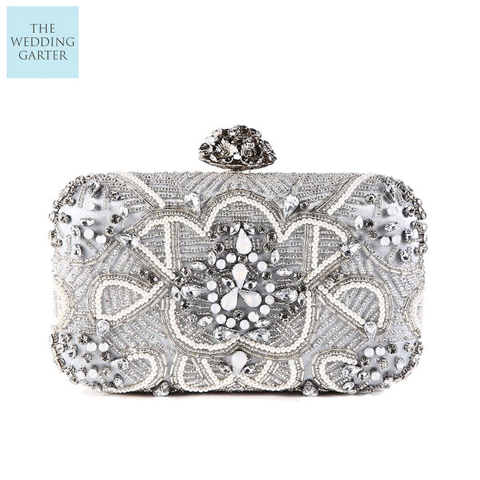 crystal beaded bridal clutch