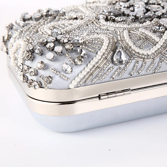beaded silver wedding clutch