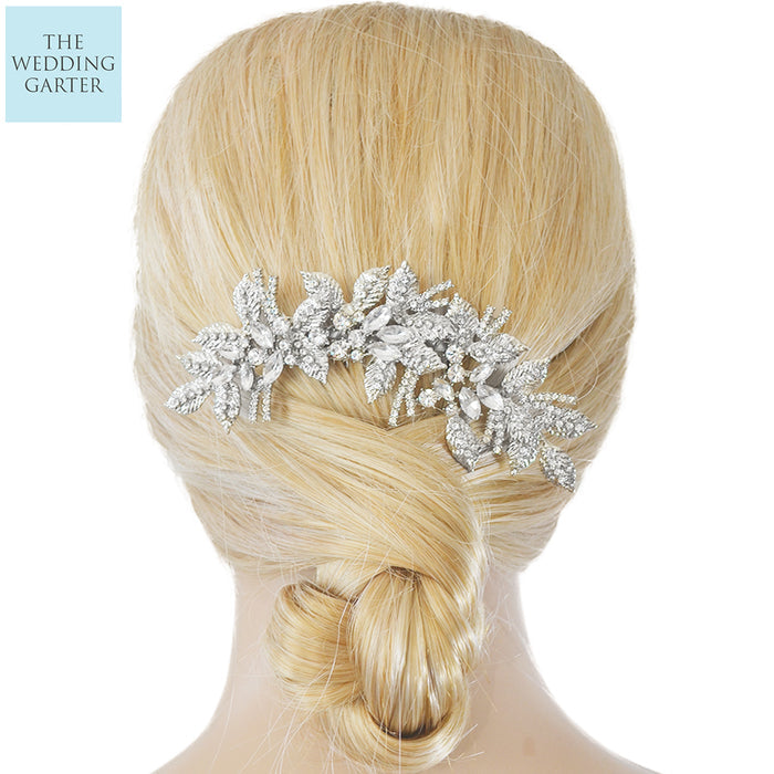 silver leaves bridal headpiece
