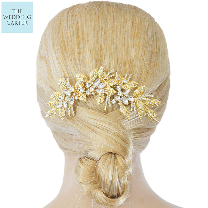 Crystal Silver Leaf Bridal Headpiece For Wedding - The Wedding Garter