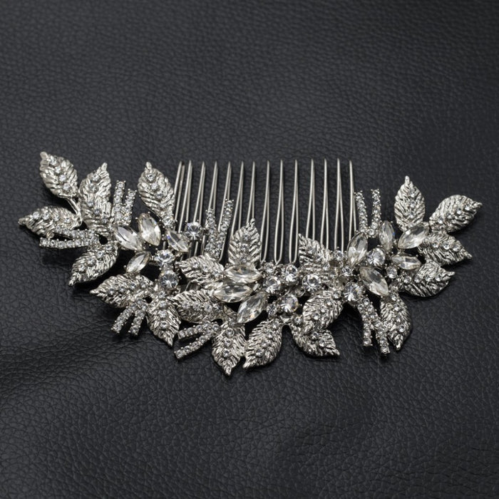 Crystal Silver Leaf Bridal Headpiece For Wedding - The Wedding Garter