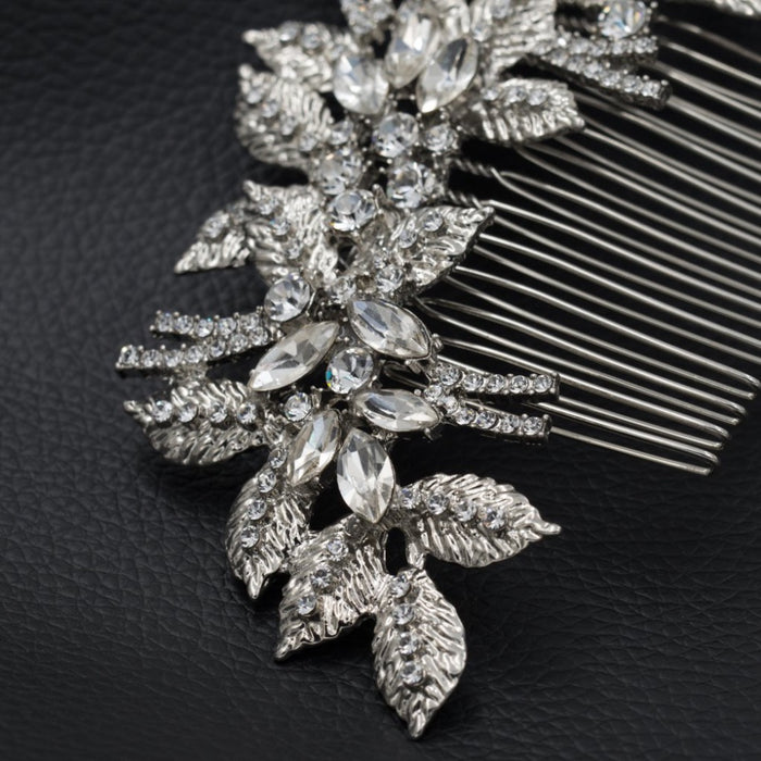 Crystal Silver Leaf Bridal Headpiece For Wedding - The Wedding Garter