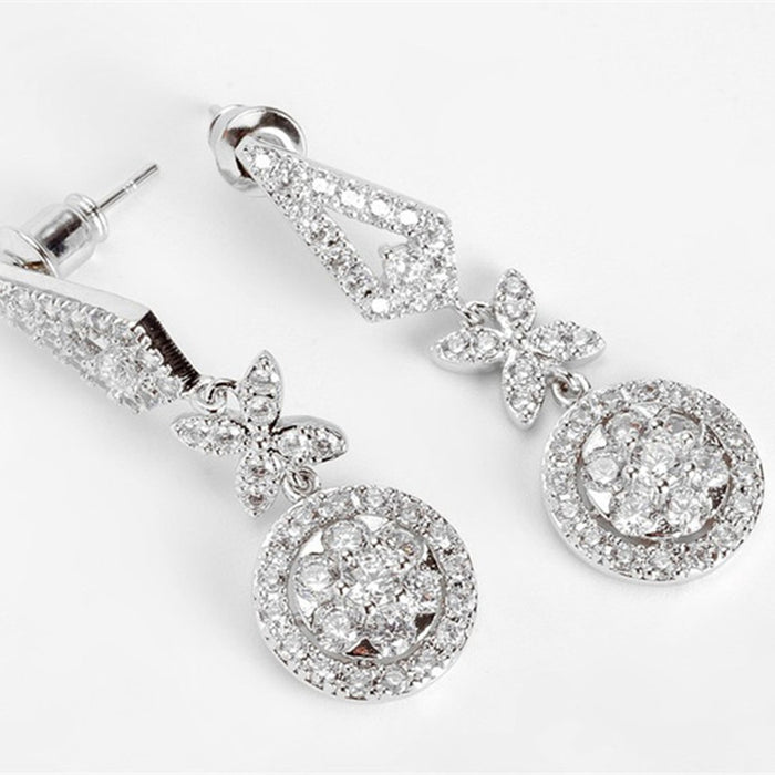Cubic Zirconia Micro Paved Luxury Drop Wedding Earrings - The Wedding Garter