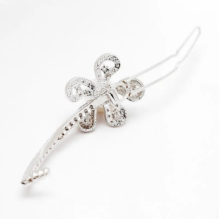 CZ Diamond & Pearl Hair Clips Hair Pieces For Wedding - The Wedding Garter