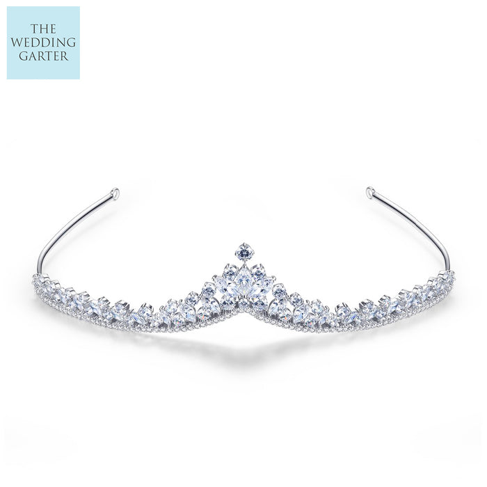 CZ Diamond Princess Tiara Crown For Brides - The Wedding Garter