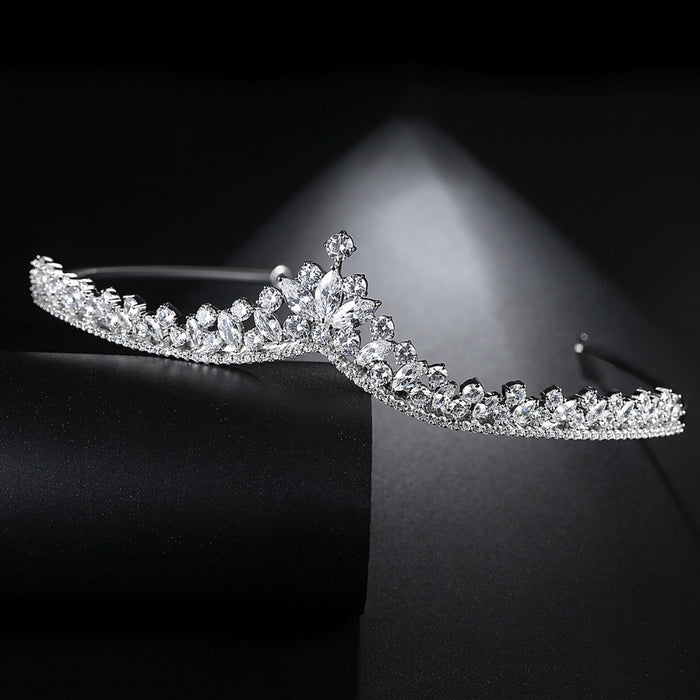 CZ Diamond Princess Tiara Crown For Brides - The Wedding Garter
