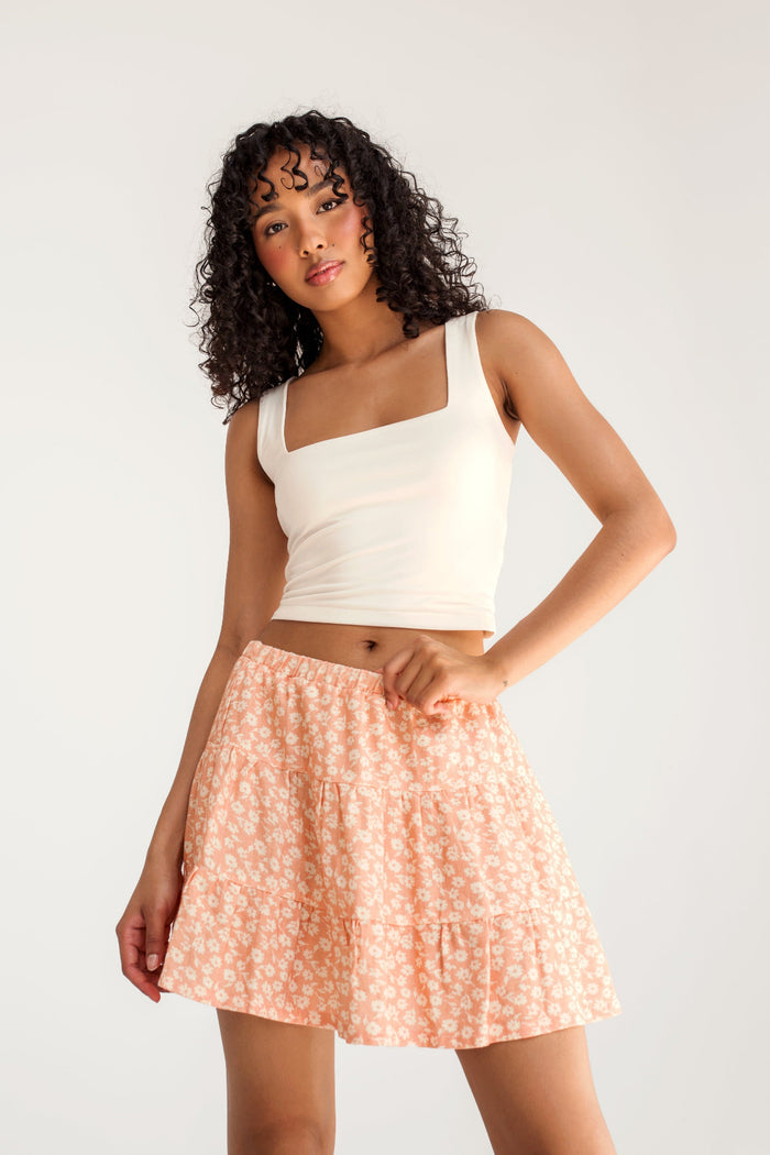 DAILYSTORY Jupe Gigi - Orange Fleuri
