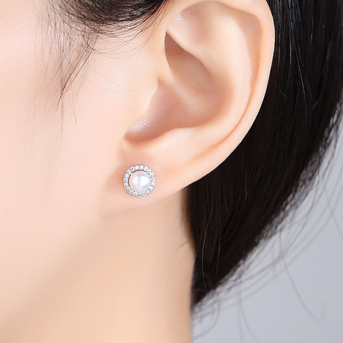 Dainty Real Pearl & Sterling Silver Stud Earrings - The Wedding Garter
