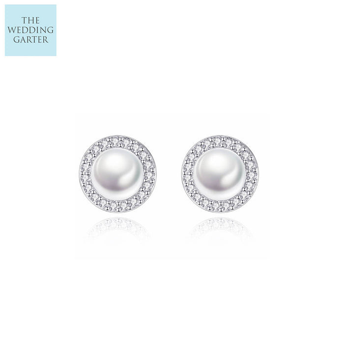 Dainty Real Pearl & Sterling Silver Stud Earrings - The Wedding Garter